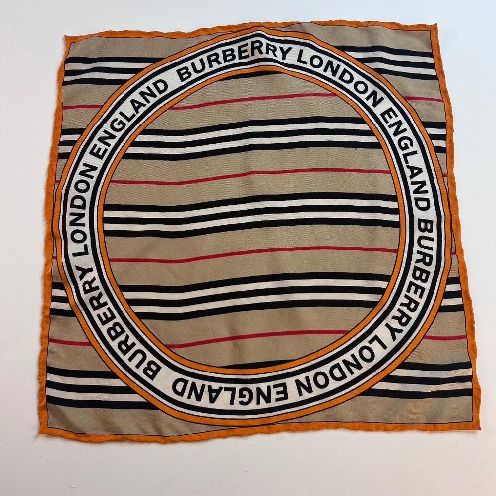 Burberry Icon Stripe and Logo Graphic Silk Small Square Scarf